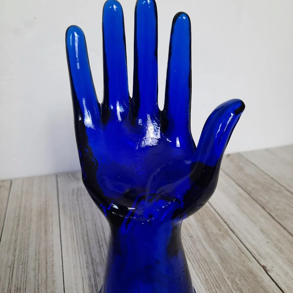 Cobalt Blue Hand Mannequin Glass Ring Holder Display - Picture 6 of 6